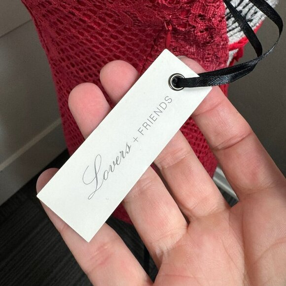 Lovers & Friends red lace SKYLIGHT DRESS with lace up back. - Picture 8 of 12